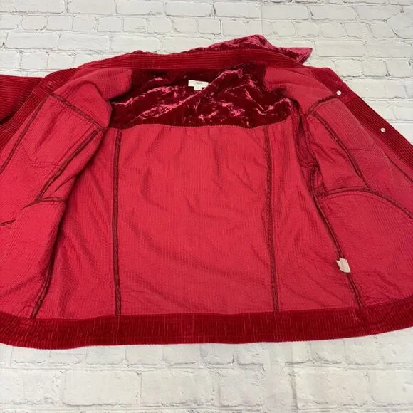 J Jill Women Corduroy Jacket Size Medium Red C036 -29 - Picture 6 of 16